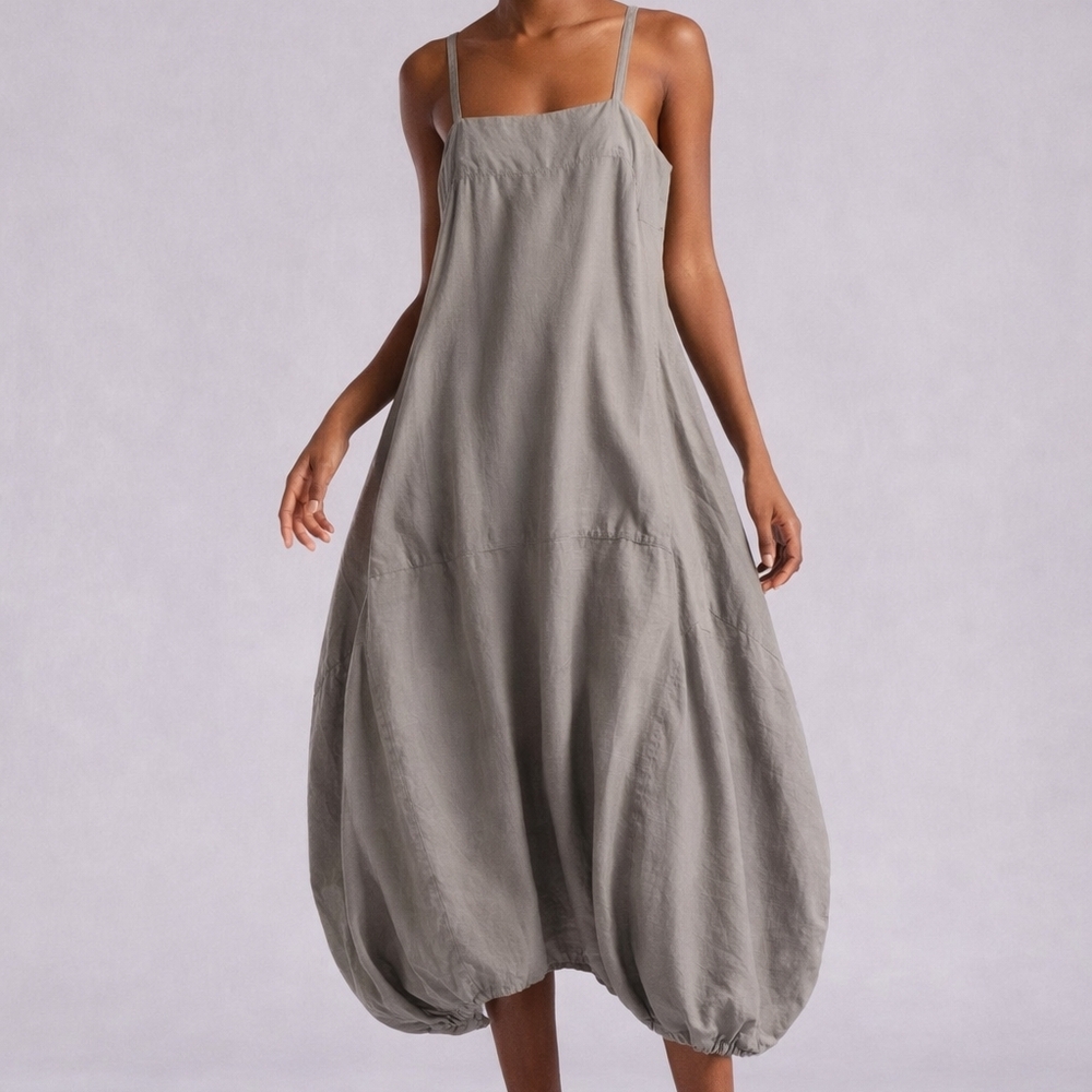 Elegant Gray Balloon Hem Dress